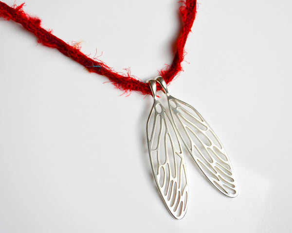 Large Cicada Wings in Sterling Silver