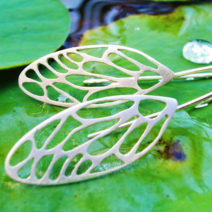 Cicada Wing Earrings in Sterling Silver