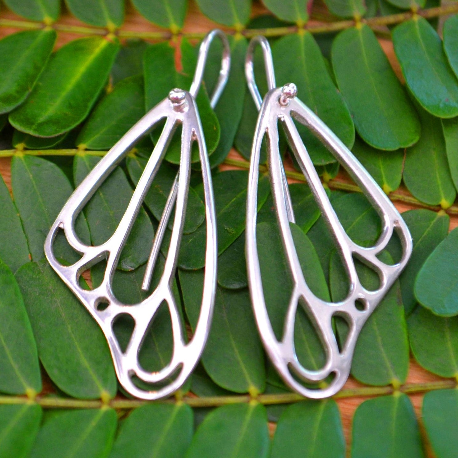 Abstract Butterfly Wing Earrings in Sterling Silver