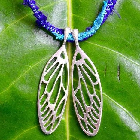 Large Cicada Wings in Sterling Silver