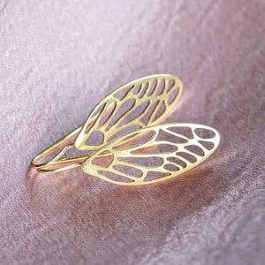 Cicada Wing Earrings in 9ct Yellow Gold