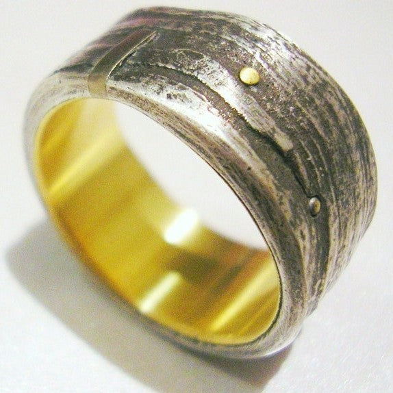 Driftwood Wedding Ring in 18ct Gold & Sterling Silver