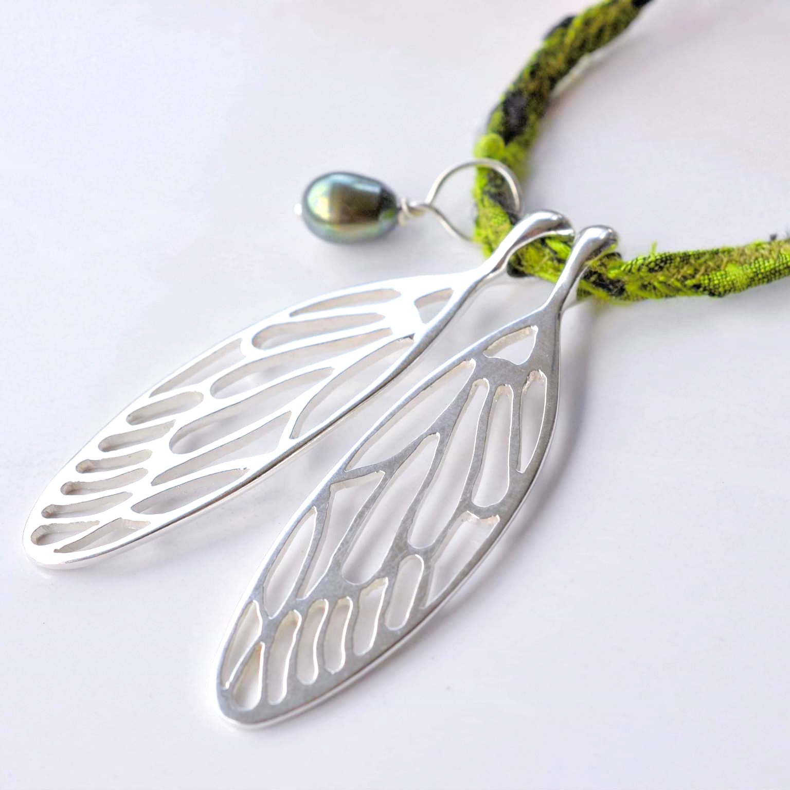 Medium Cicada Wings in Sterling Silver